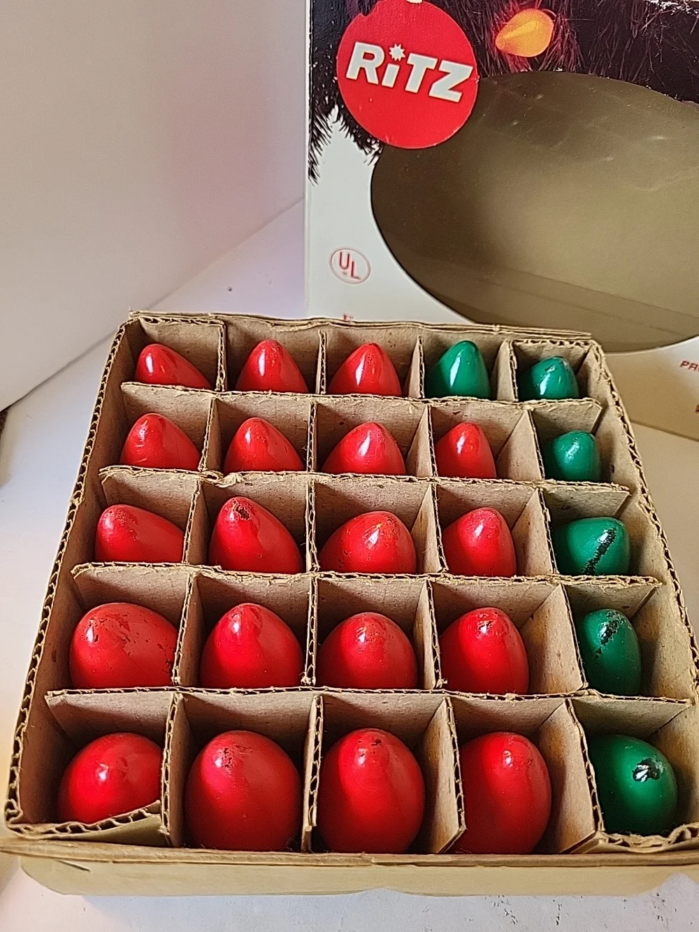 Vintage Ritz 25-Light Outdoor Christmas Bulb Set  Red & Green Bulbs Only No Cord